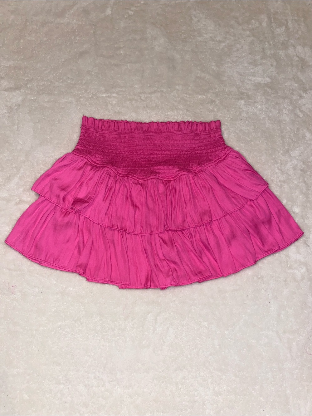 Mustard Seed Hot Pink Tiered Smocked Mini Skirt